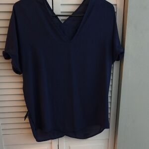 Chic Navy V-Neck Women's Blouse